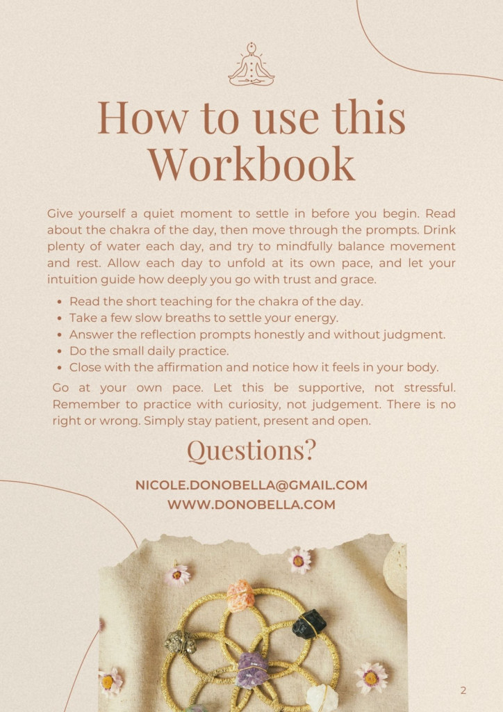 how to use a gentle chakra balancing workbook with simple daily guidance and reflection